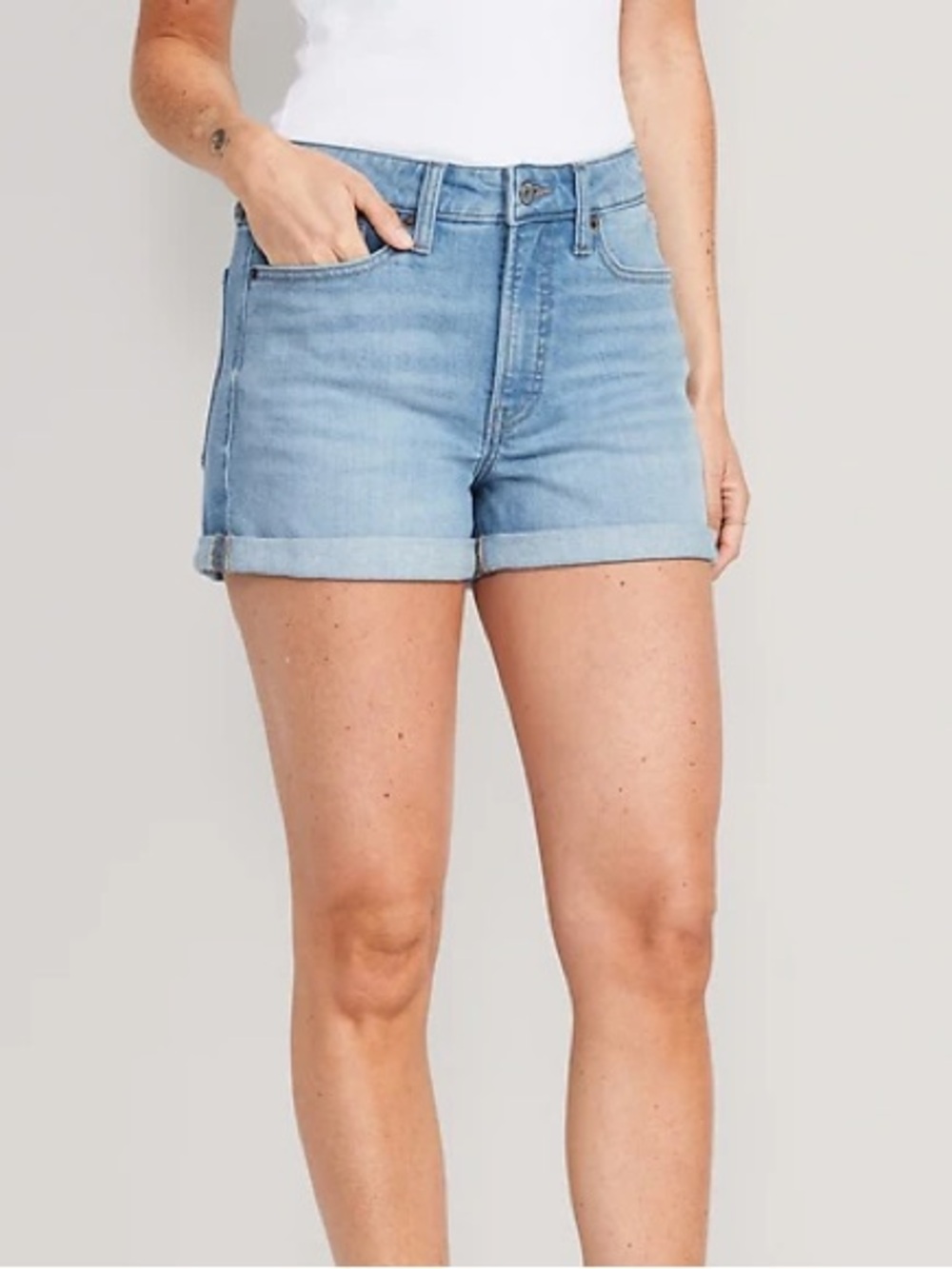 Light Wash High-Waisted OG Straight Jean Shorts 3-inch inseam